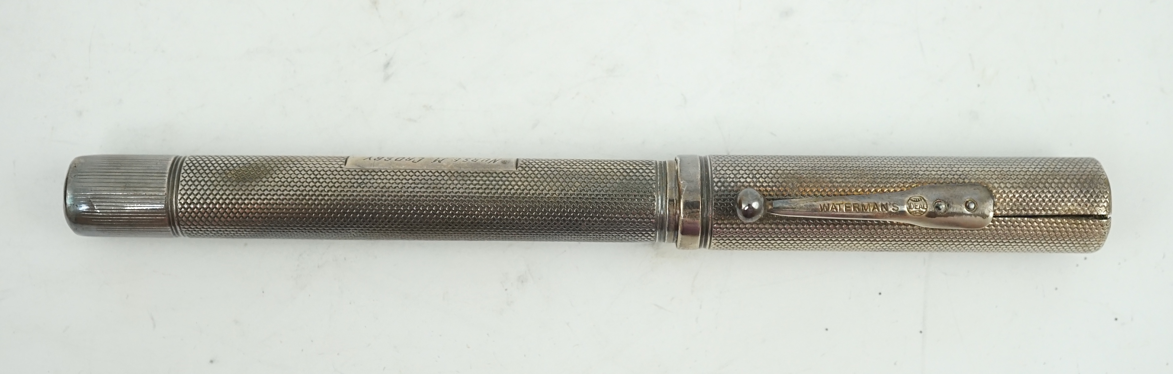 A Waterman silver hallmarked 'FDW' fountain pen